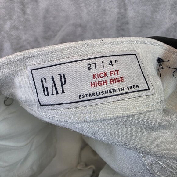 GAP Jeans Womens 4P 27 Optic White Kick Fit High Rise Raw Hem Cropped Petite - Picture 9 of 13